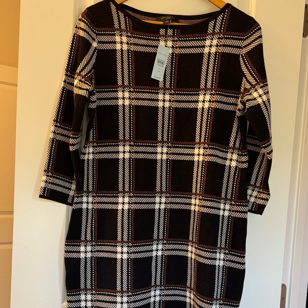 Ann Taylor Plaid Sweater Dress NWT - Picture 5 of 11